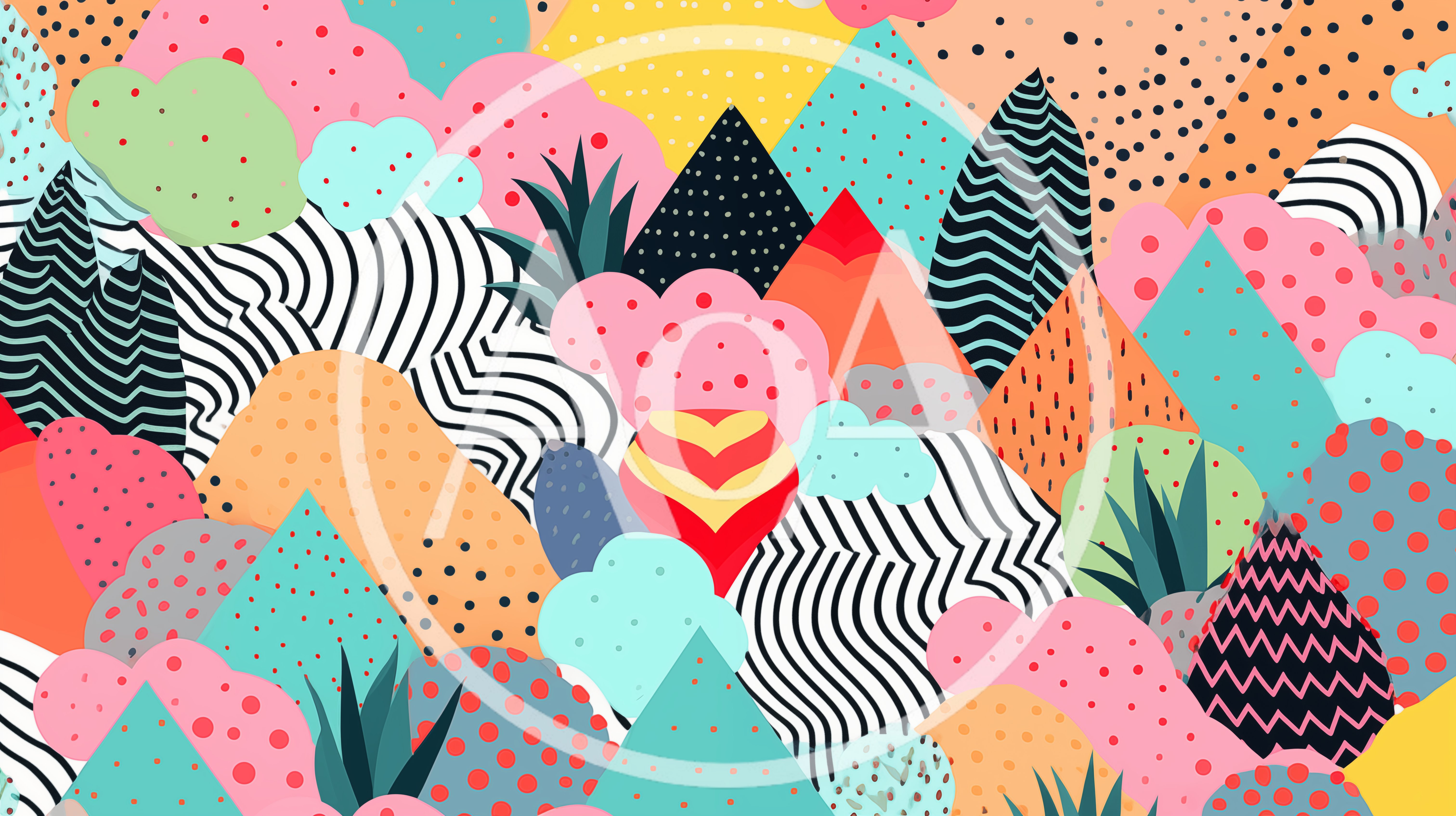 Abstract Geometric Landscape With Vibrant Patterns And Shapes