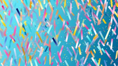 Colorful Confetti Falling Against A Bright Blue Background