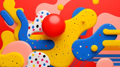 Abstract 3D Composition With Colorful Geometric Shapes