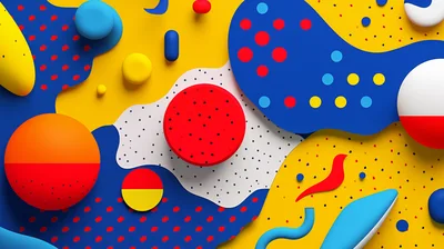 Abstract 3D Memphis Style Geometric Background