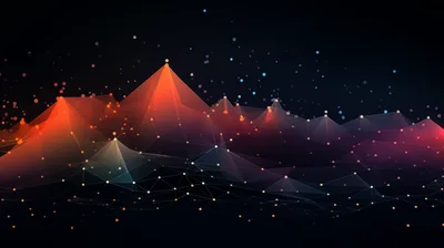 Abstract Digital Network Landscape With Glowing Data Points