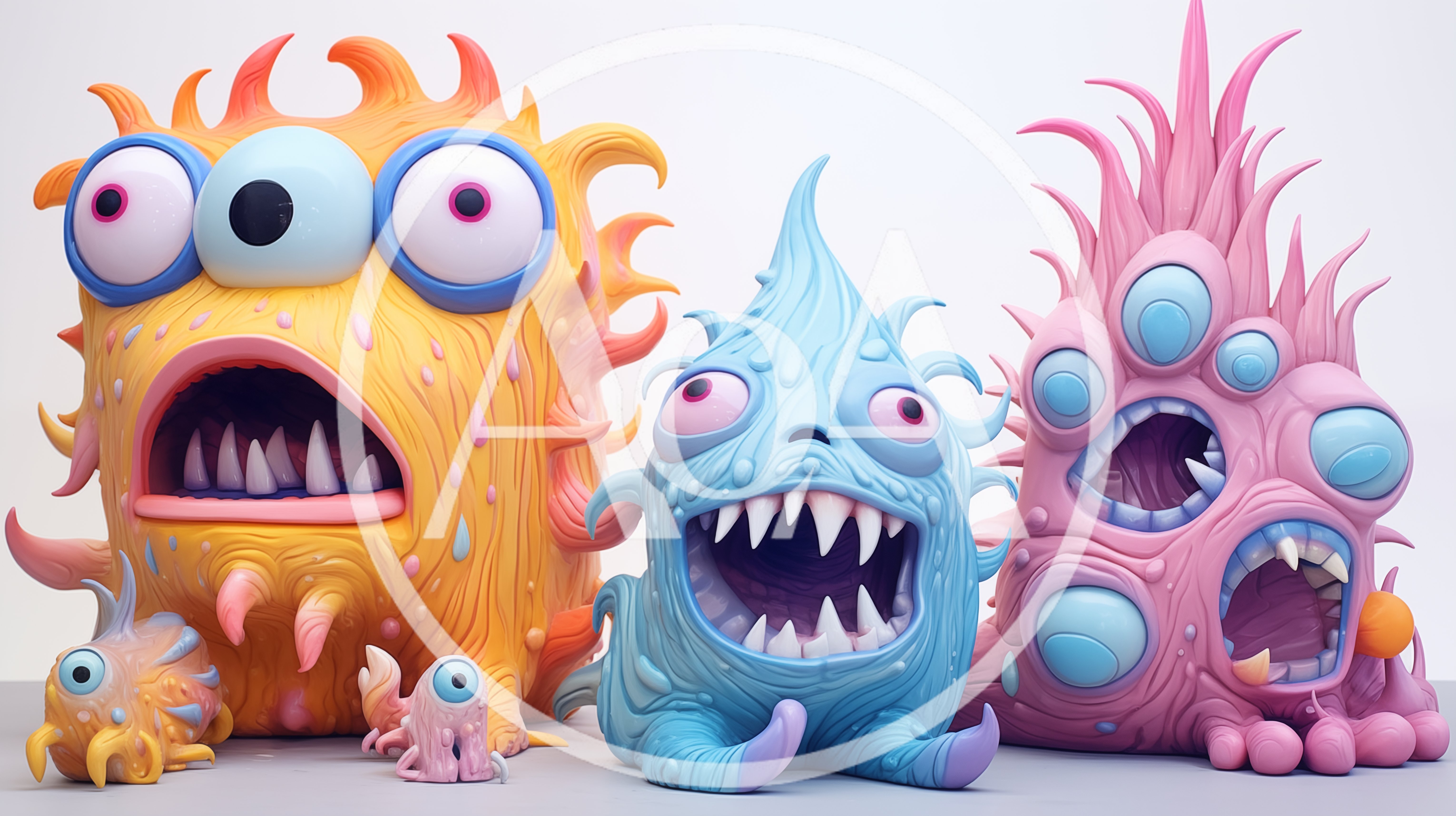 Collection Of Whimsical Colorful Monster Figurines