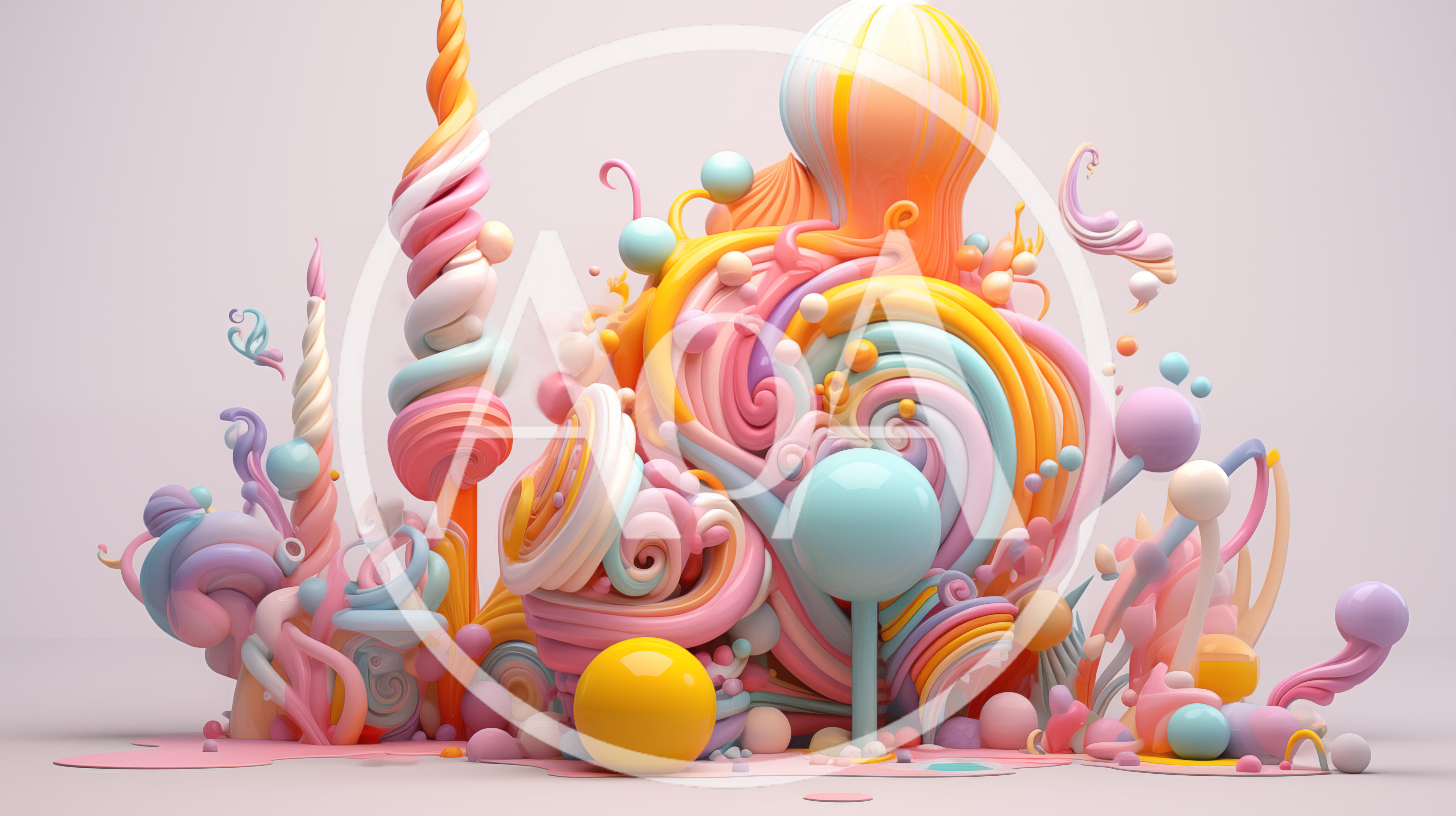 Abstract 3D Pastel Candy Land Sculpture