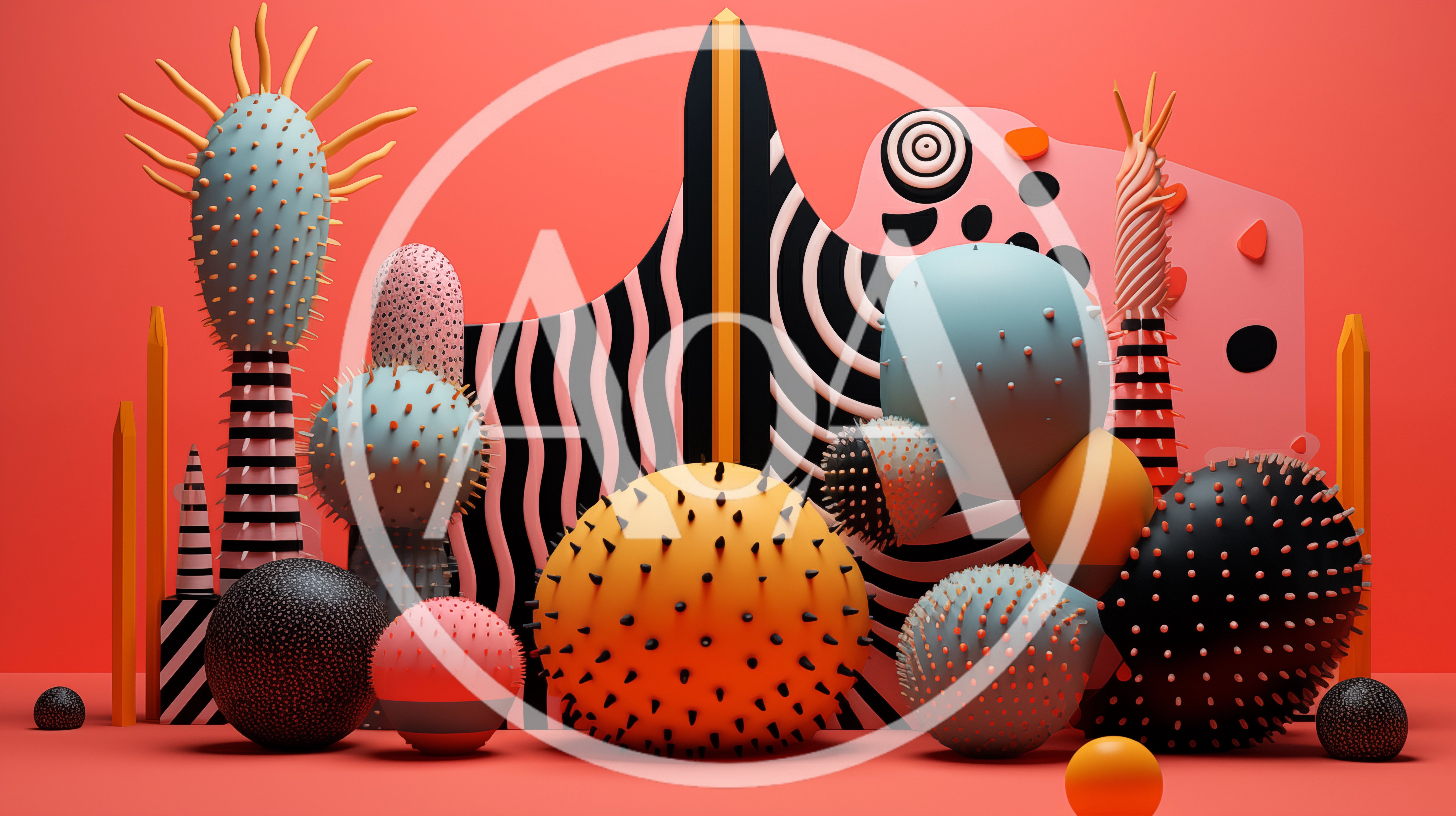 Abstract Surreal 3D Shapes With Spiky Textures