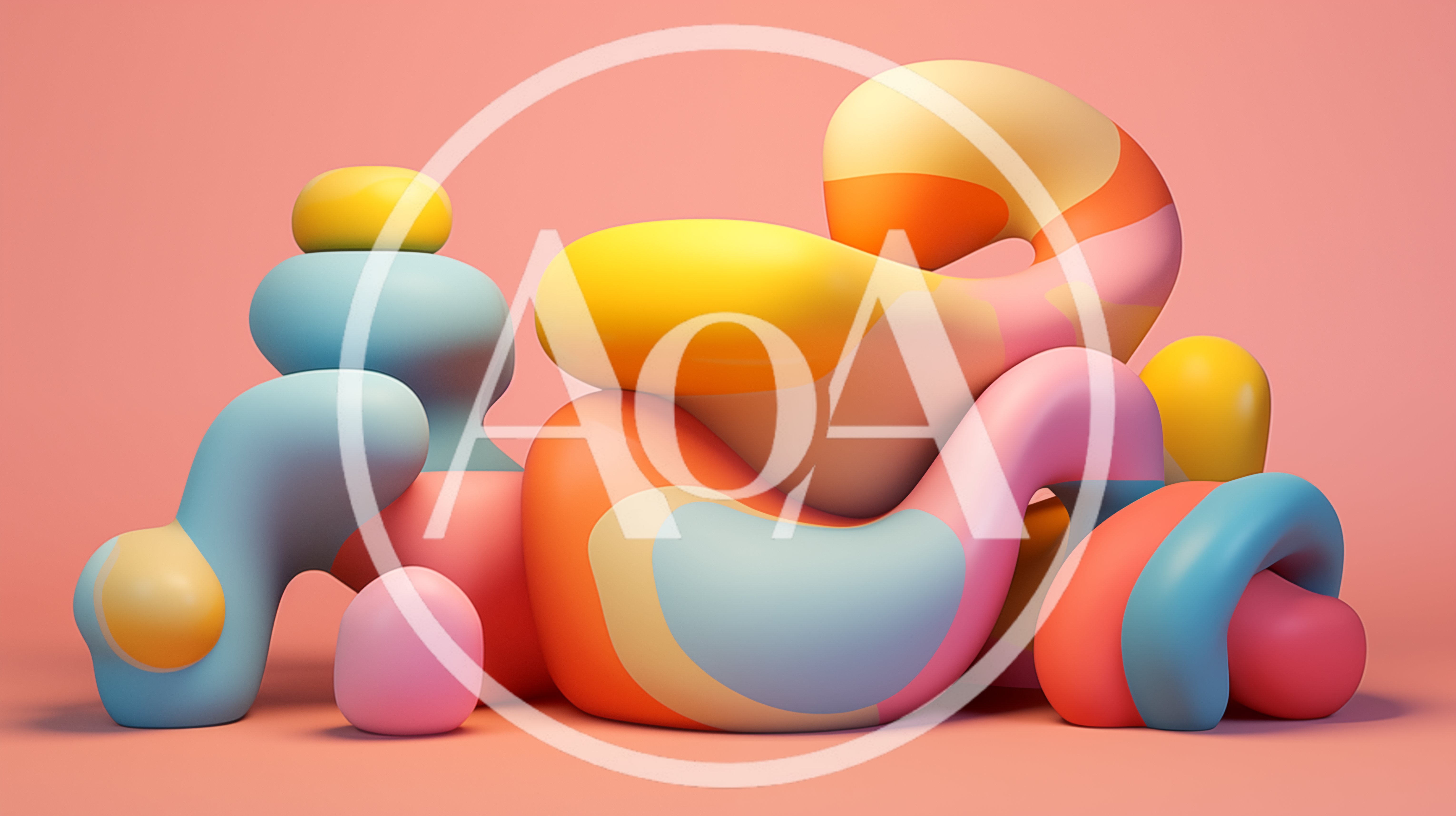 Abstract 3D Sculptural Forms With Pastel Colors