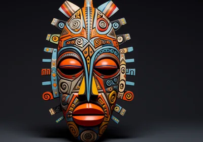 Intricate Tribal Mask With Geometric Patterns