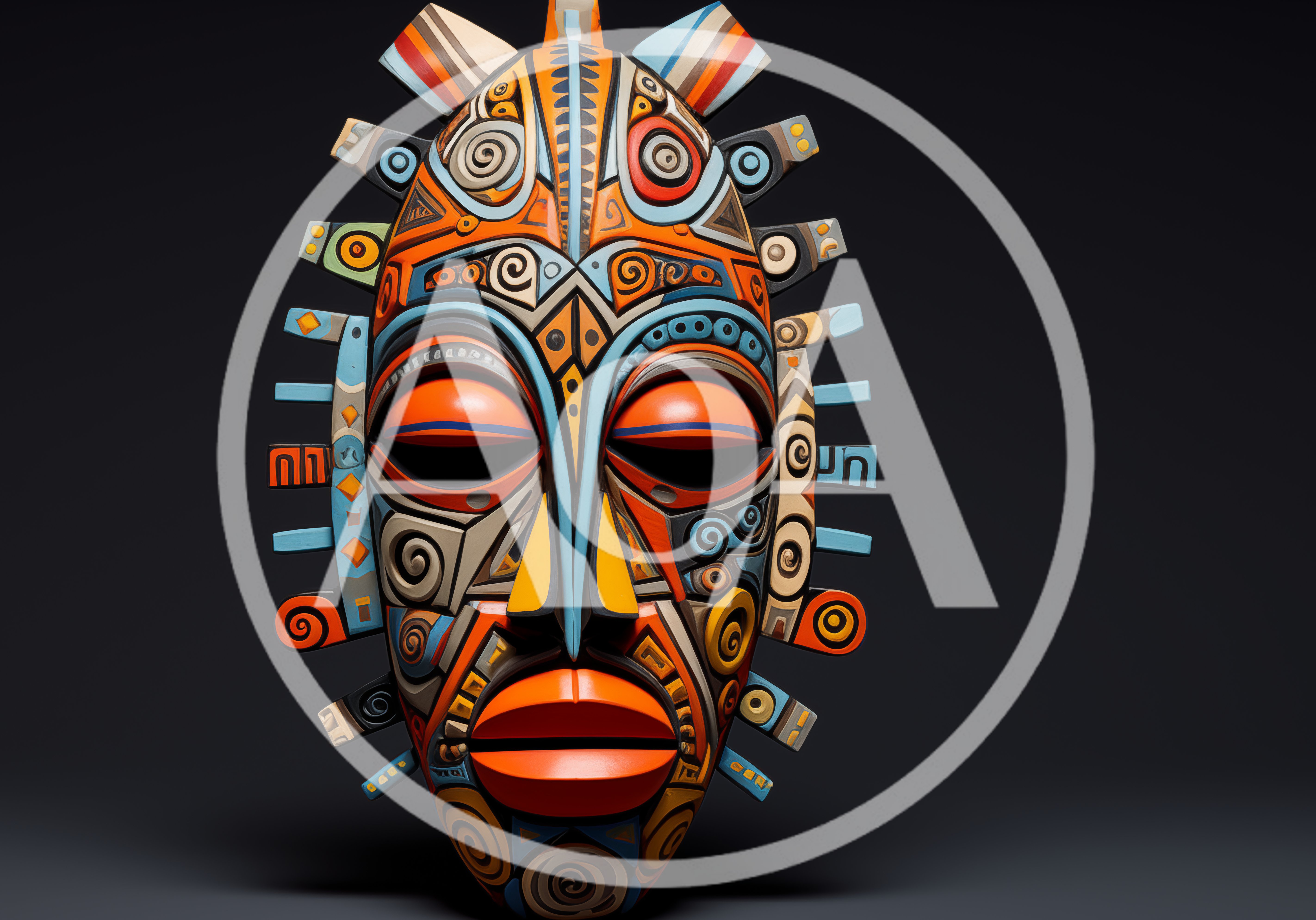 Intricate Tribal Mask With Geometric Patterns