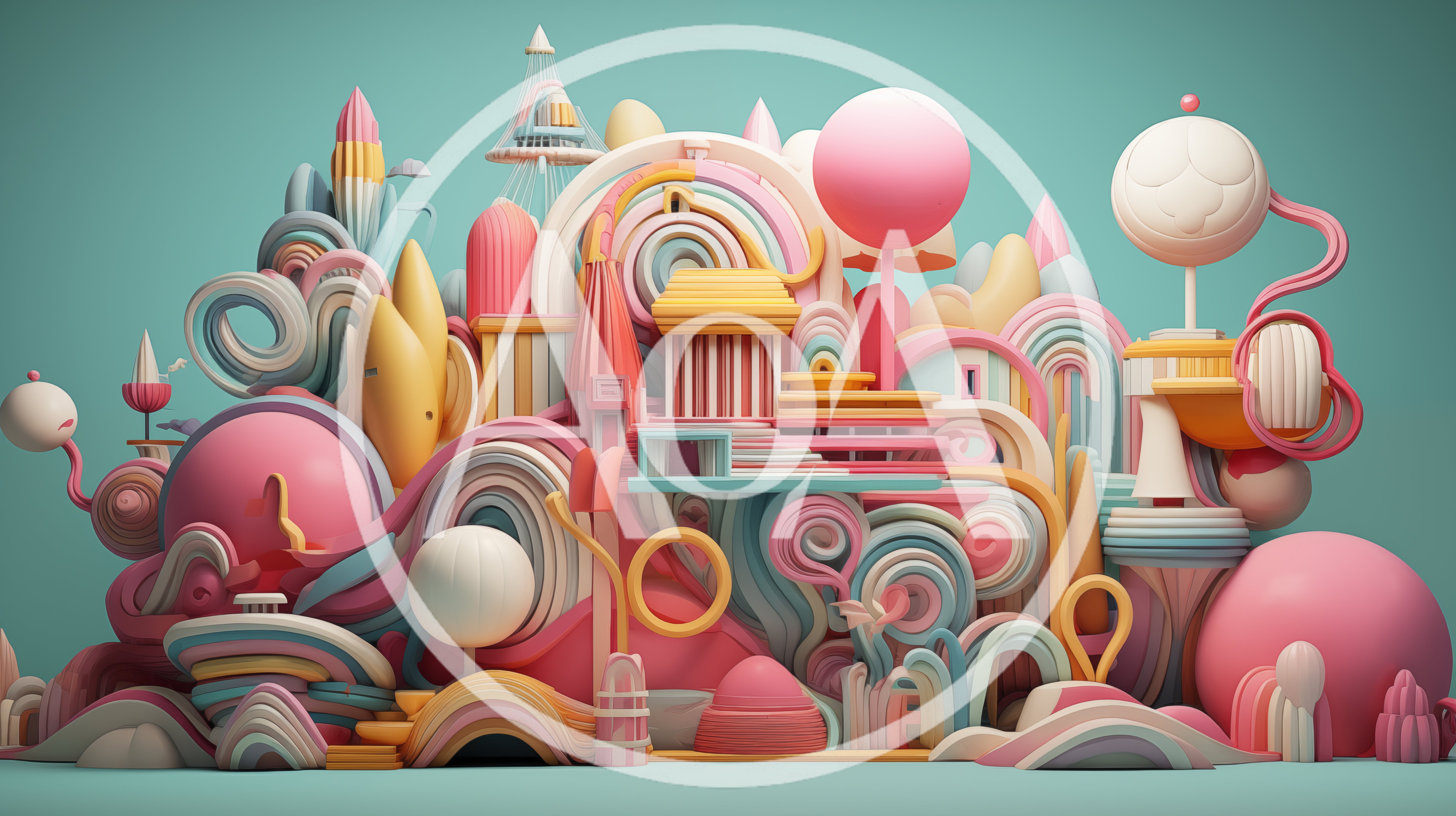 Abstract Surreal Pastel Cityscape Illustration