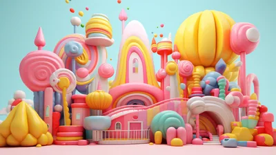 Whimsical Candy Land Castle With Pastel Colors
