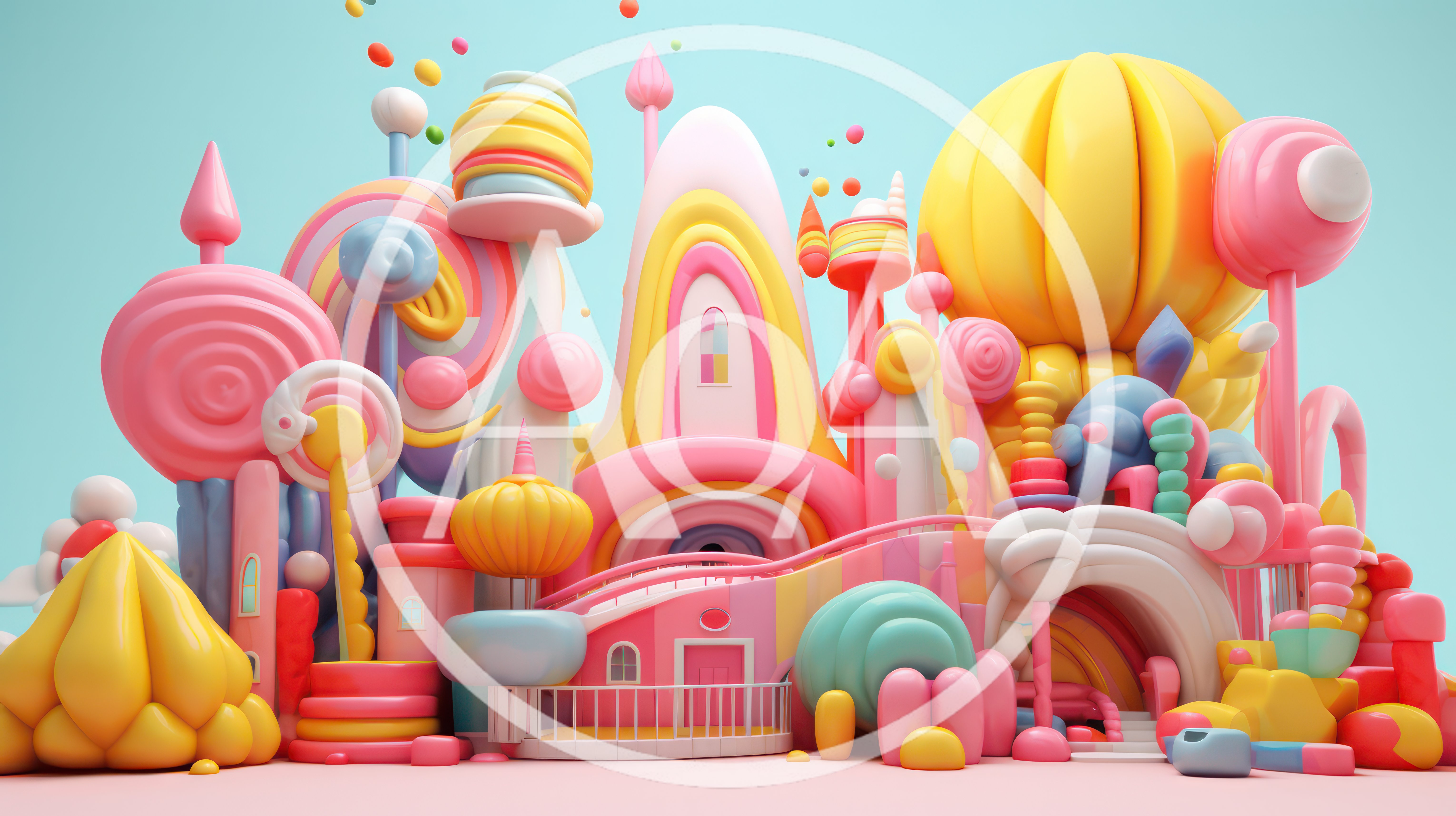 Whimsical Candy Land Castle With Pastel Colors