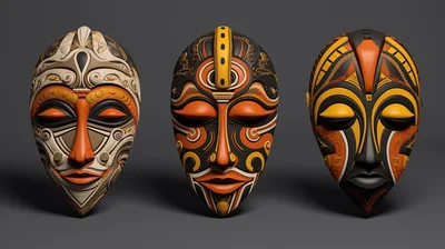Three Decorative African Style Tribal Masks