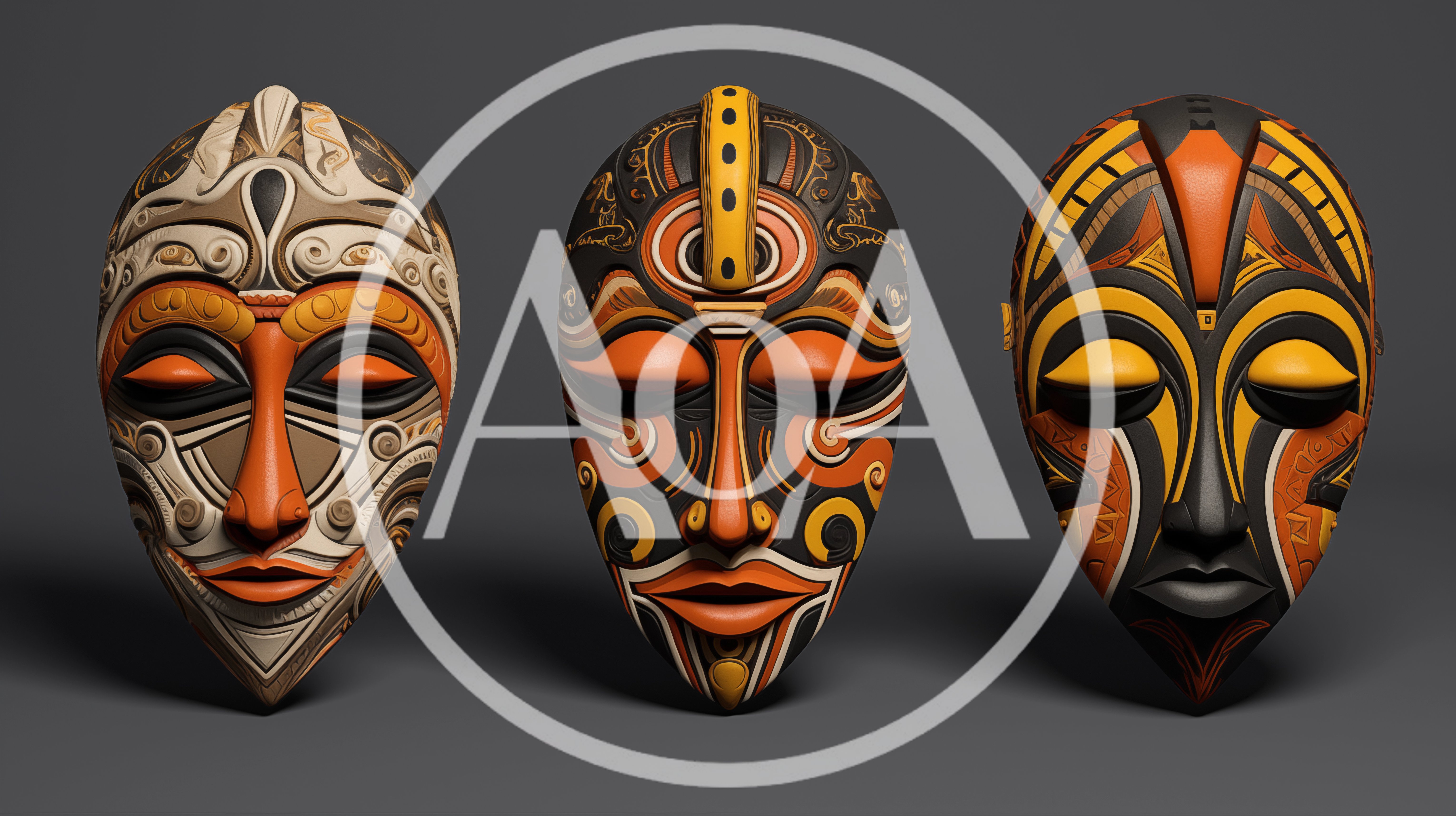 Three Decorative African Style Tribal Masks