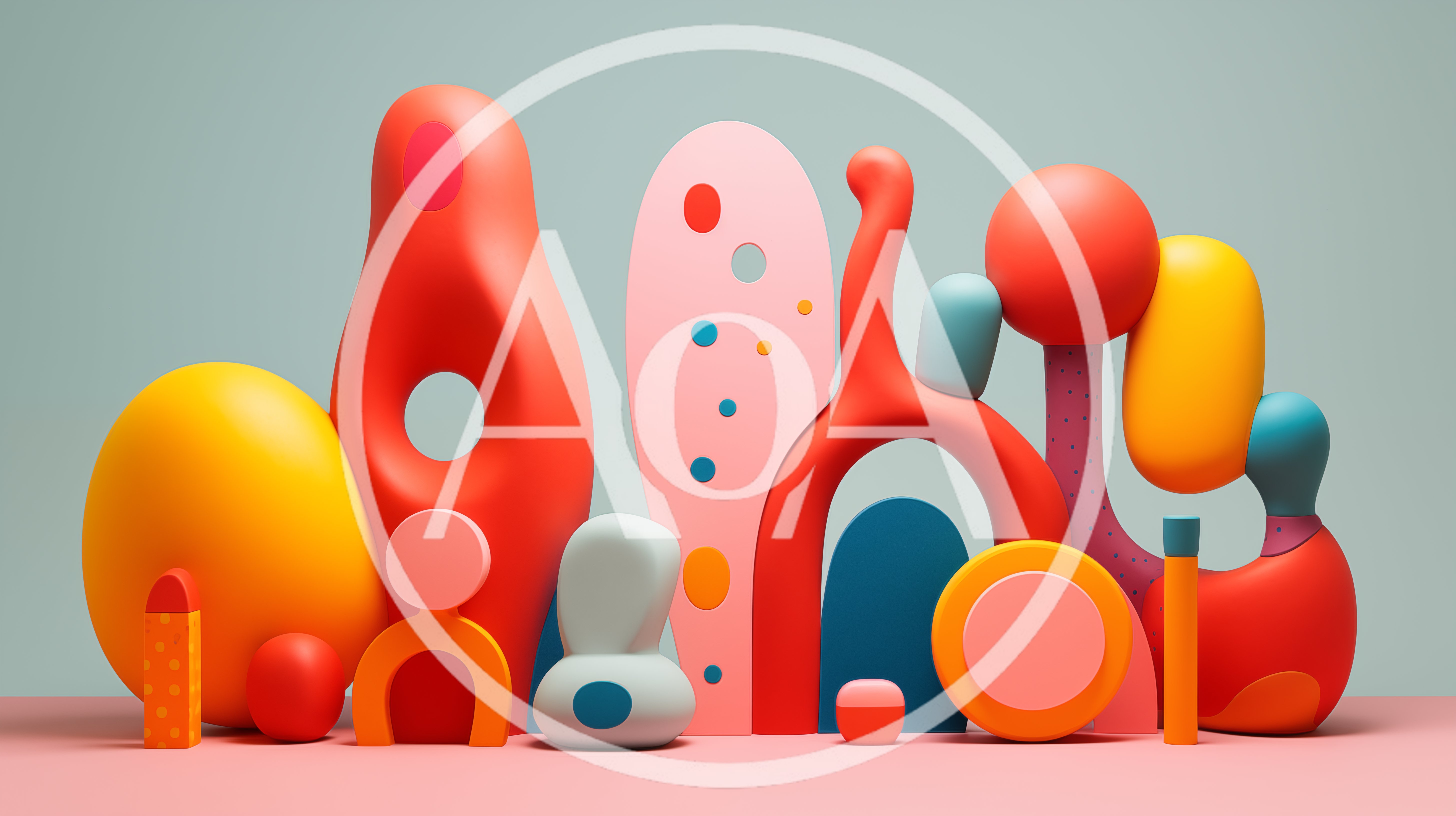 Abstract 3D Shapes Composition With Vibrant Colors