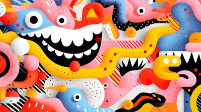 Abstract Colorful Surreal Cartoon Character Illustration
