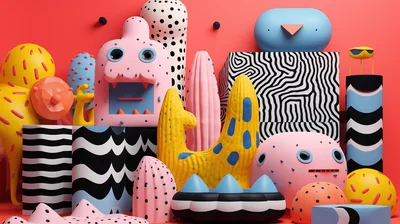 Abstract Surreal Sculptures With Playful Patterns And Colors