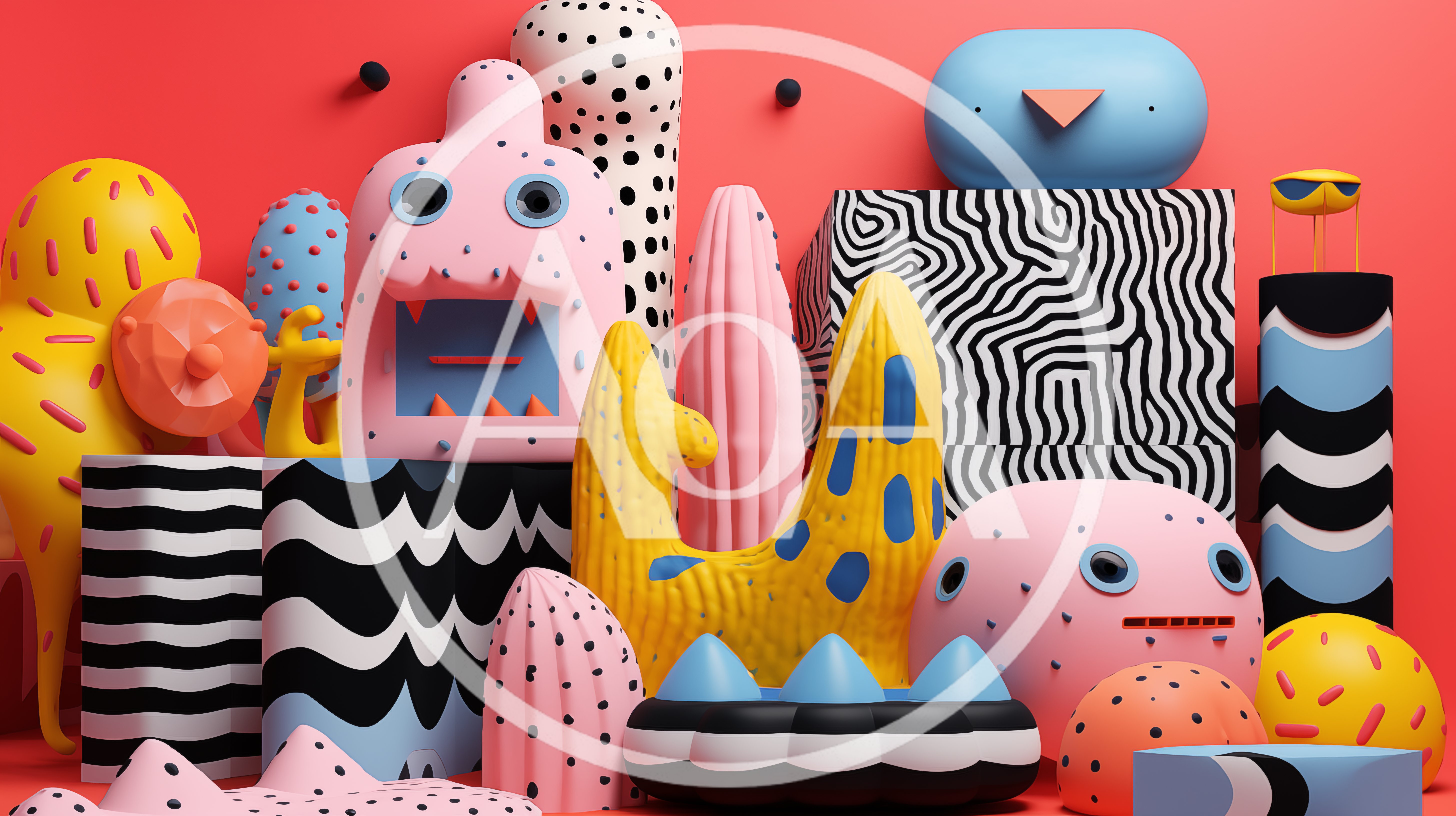 Abstract Surreal Sculptures With Playful Patterns And Colors