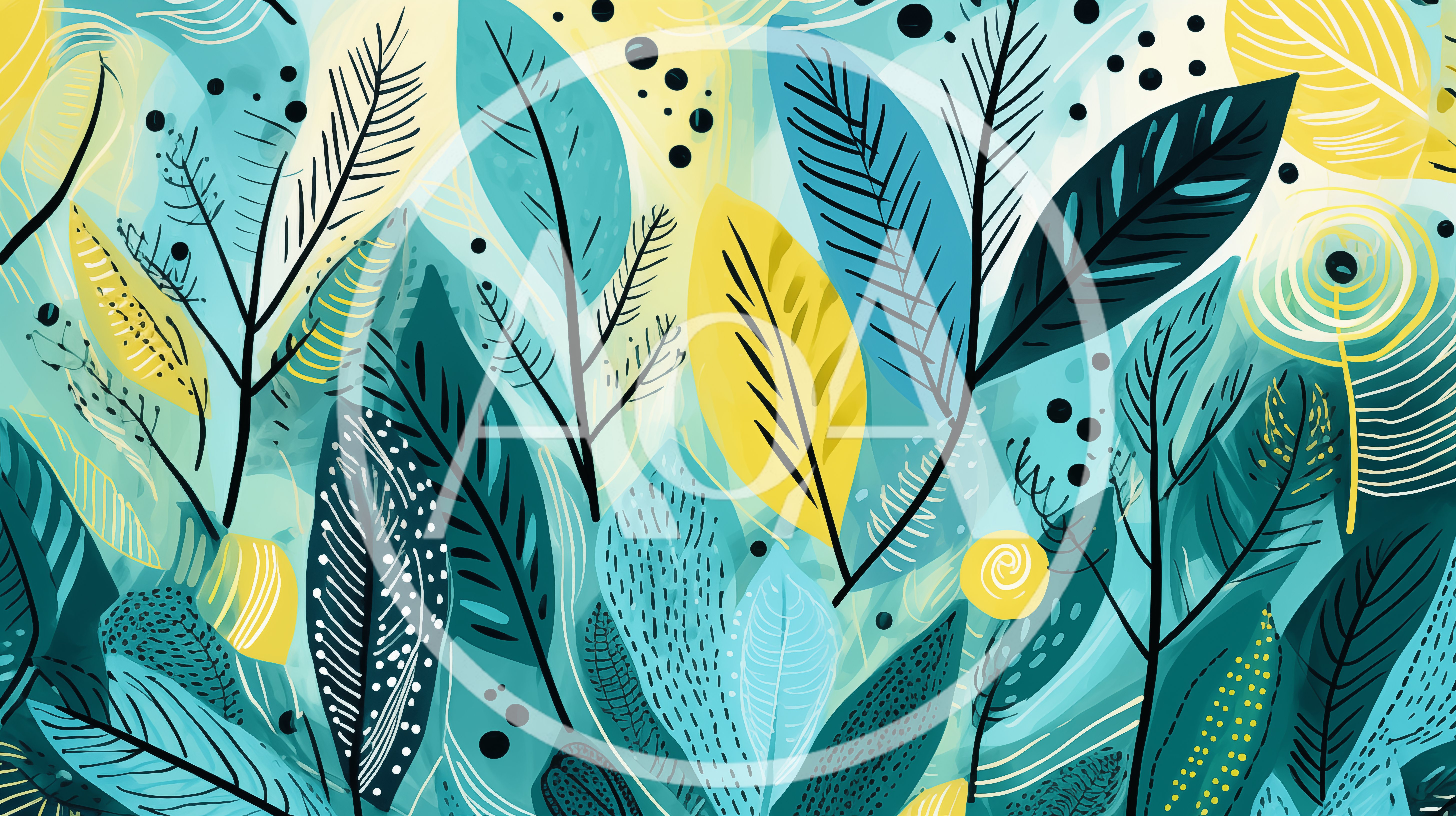 Abstract Botanical Pattern With Stylized Tropical Leaves
