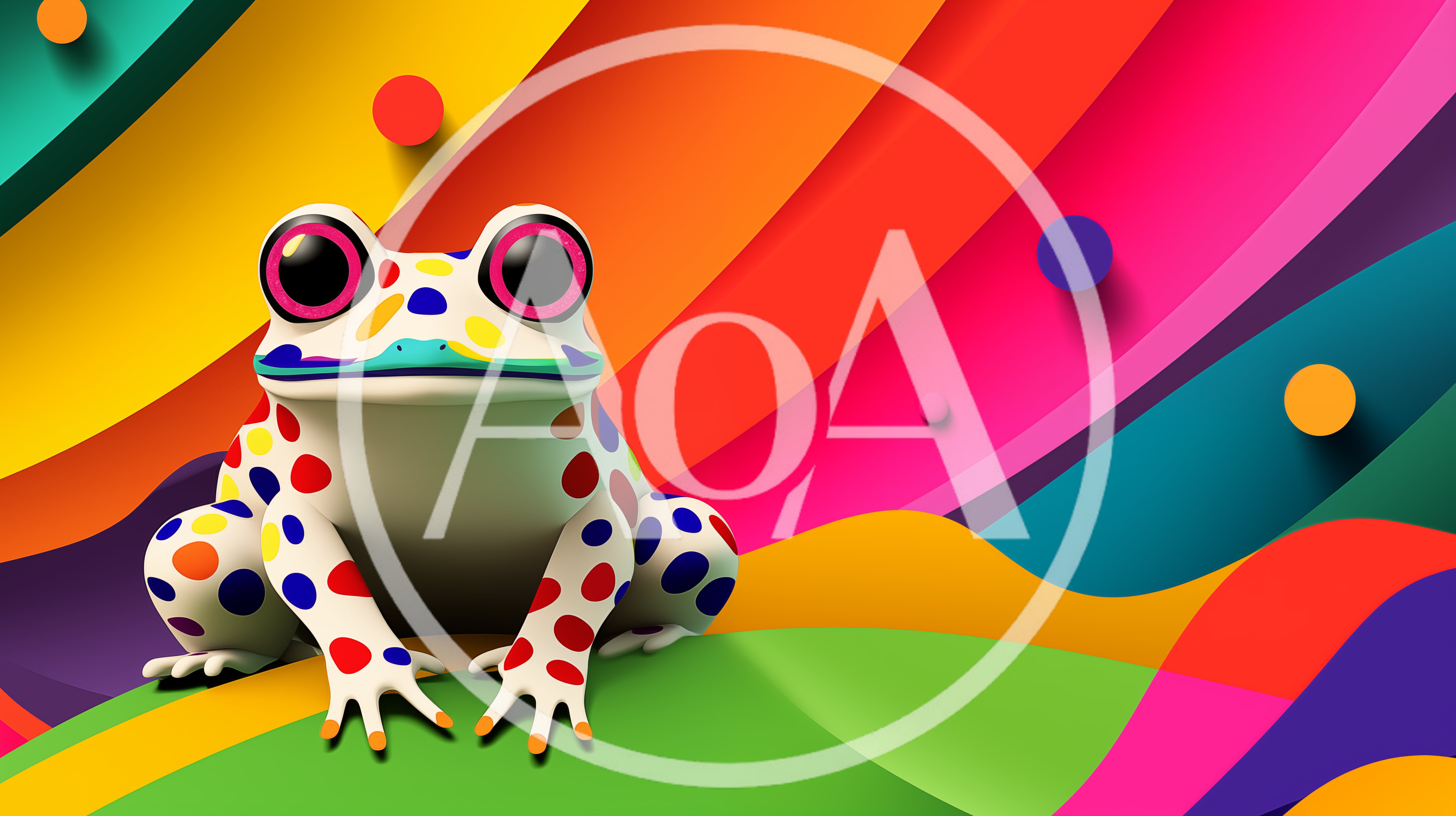 Polka Dot Frog on Abstract Colorful Background