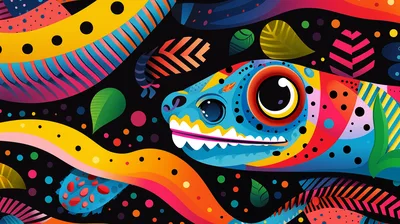 Colorful Alebrije Style Lizard Illustration