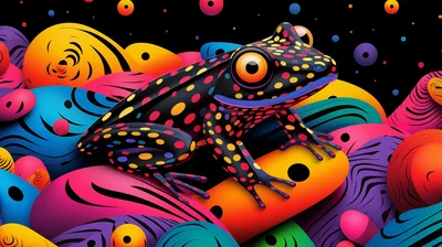 Vibrant Polka Dot Frog On Colorful Abstract Background
