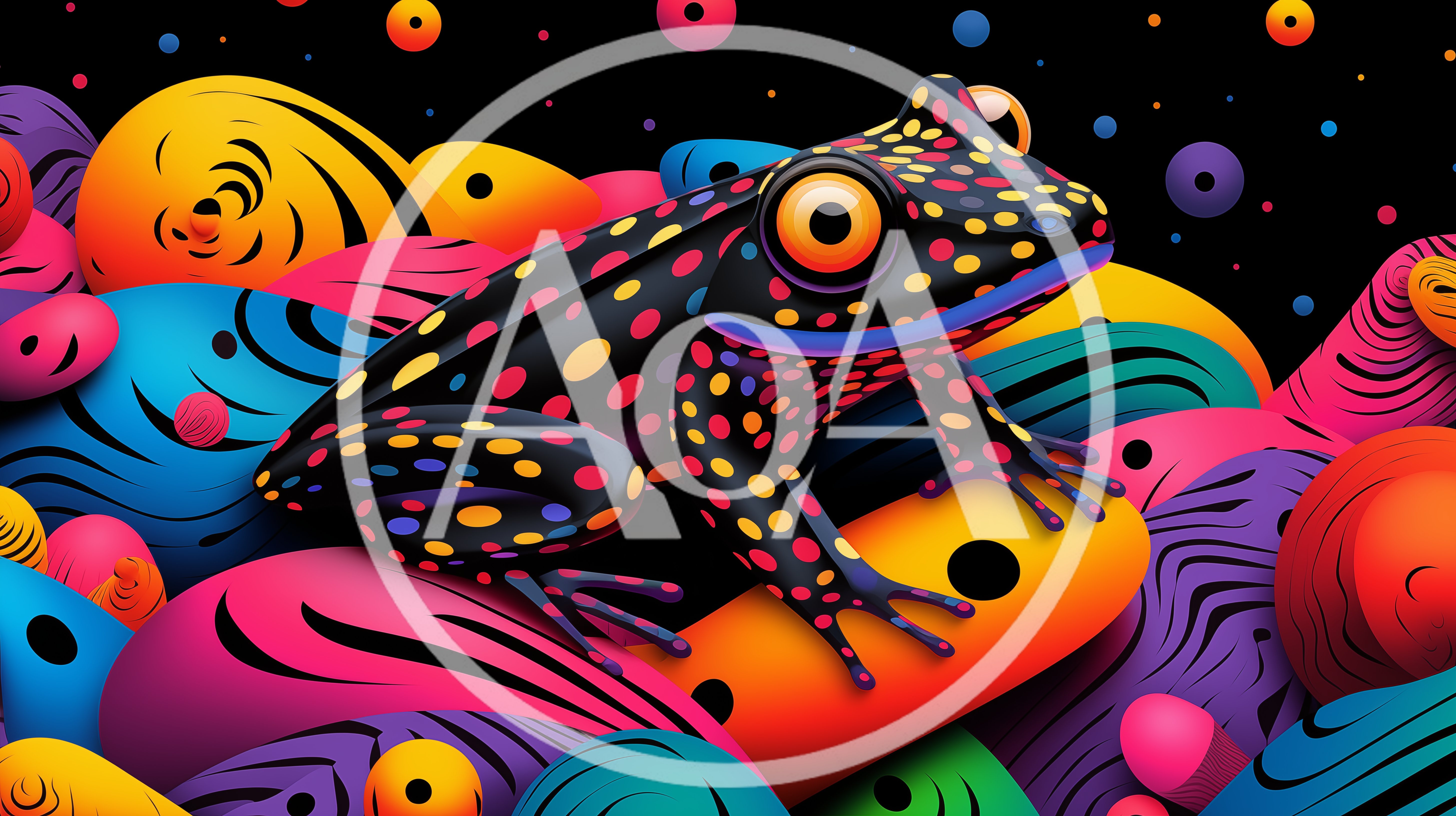 Vibrant Polka Dot Frog On Colorful Abstract Background