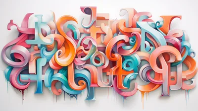 Abstract 3D Graffiti Typography Art Composition