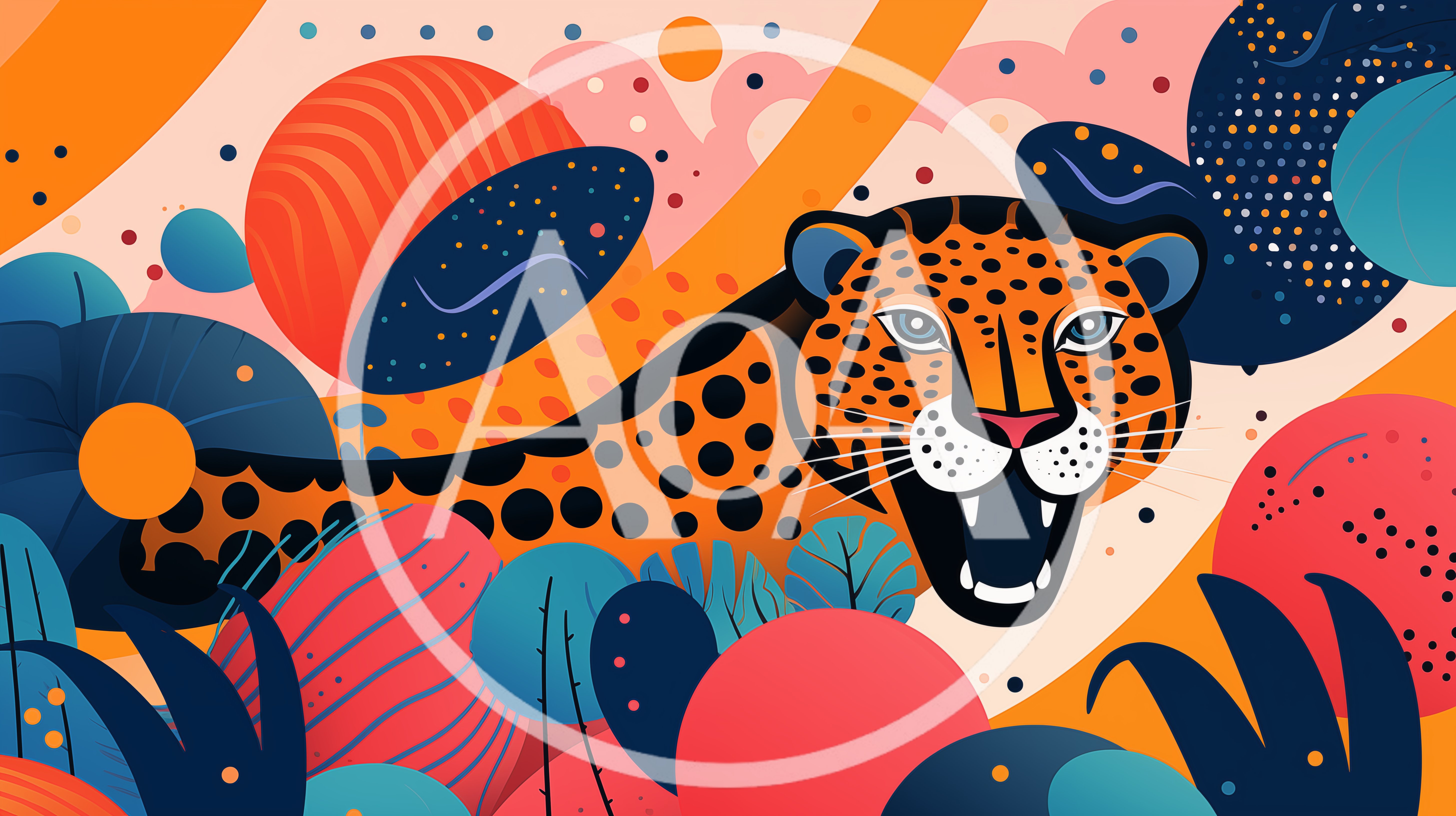 Stylized Leopard Illustration In Vibrant Abstract Jungle