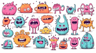 Collection Of Cute Cartoon Monsters