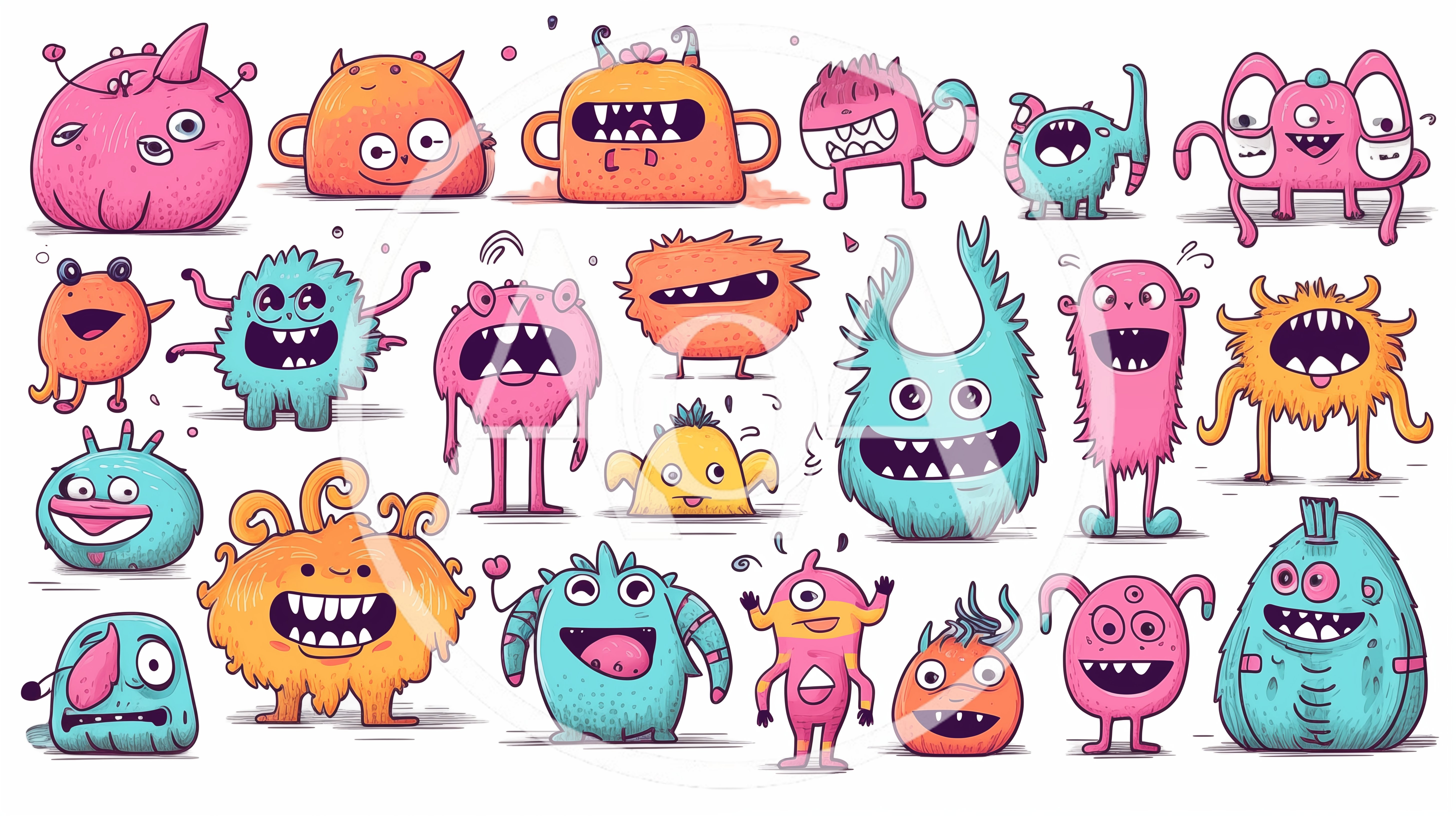 Collection Of Cute Cartoon Monsters