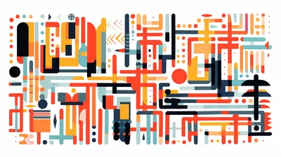 Abstract Geometric Pattern With Colorful Interconnected Lines