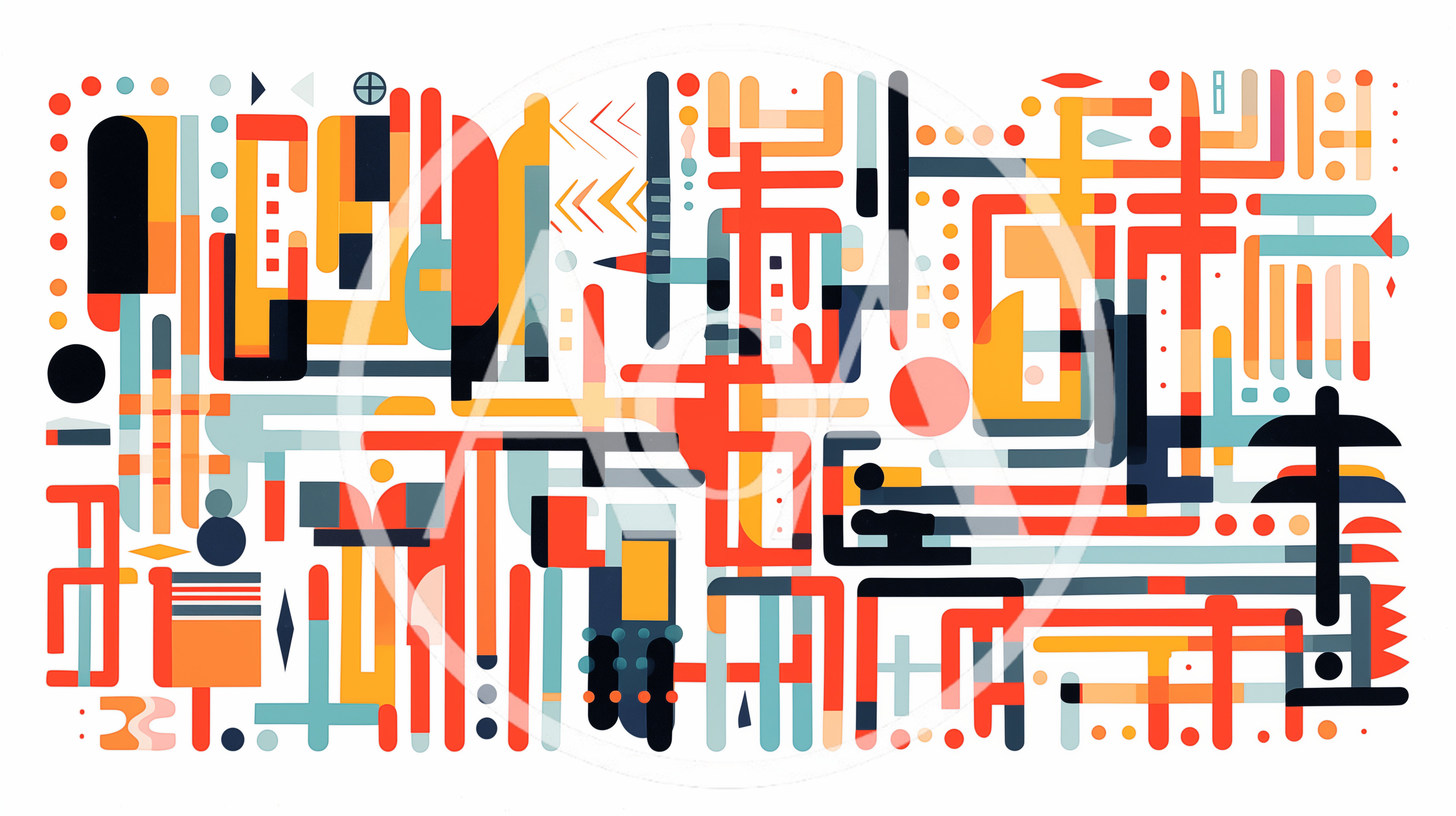 Abstract Geometric Pattern With Colorful Interconnected Lines