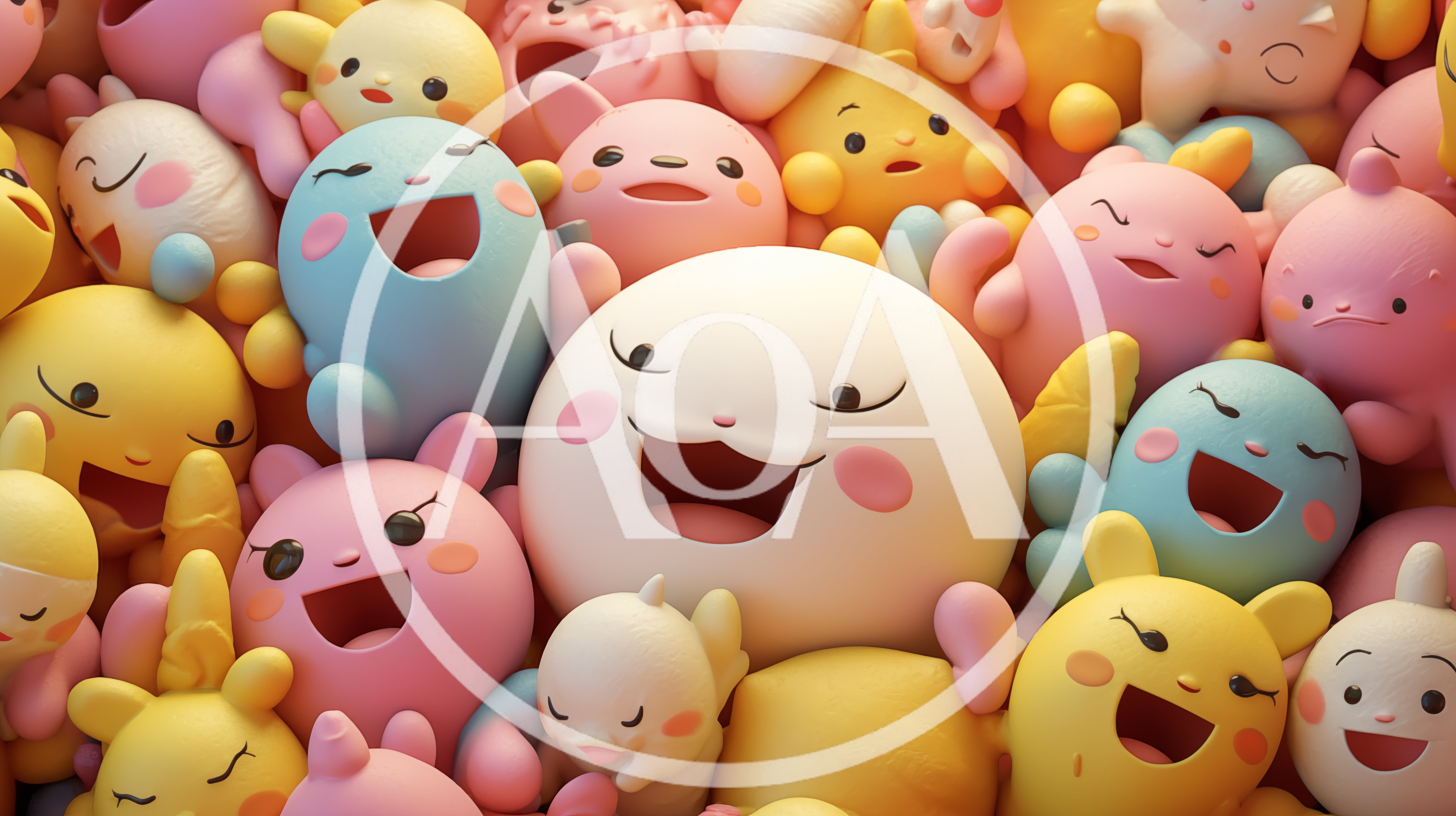Group Of Cute Cartoon Characters With Happy Expressions