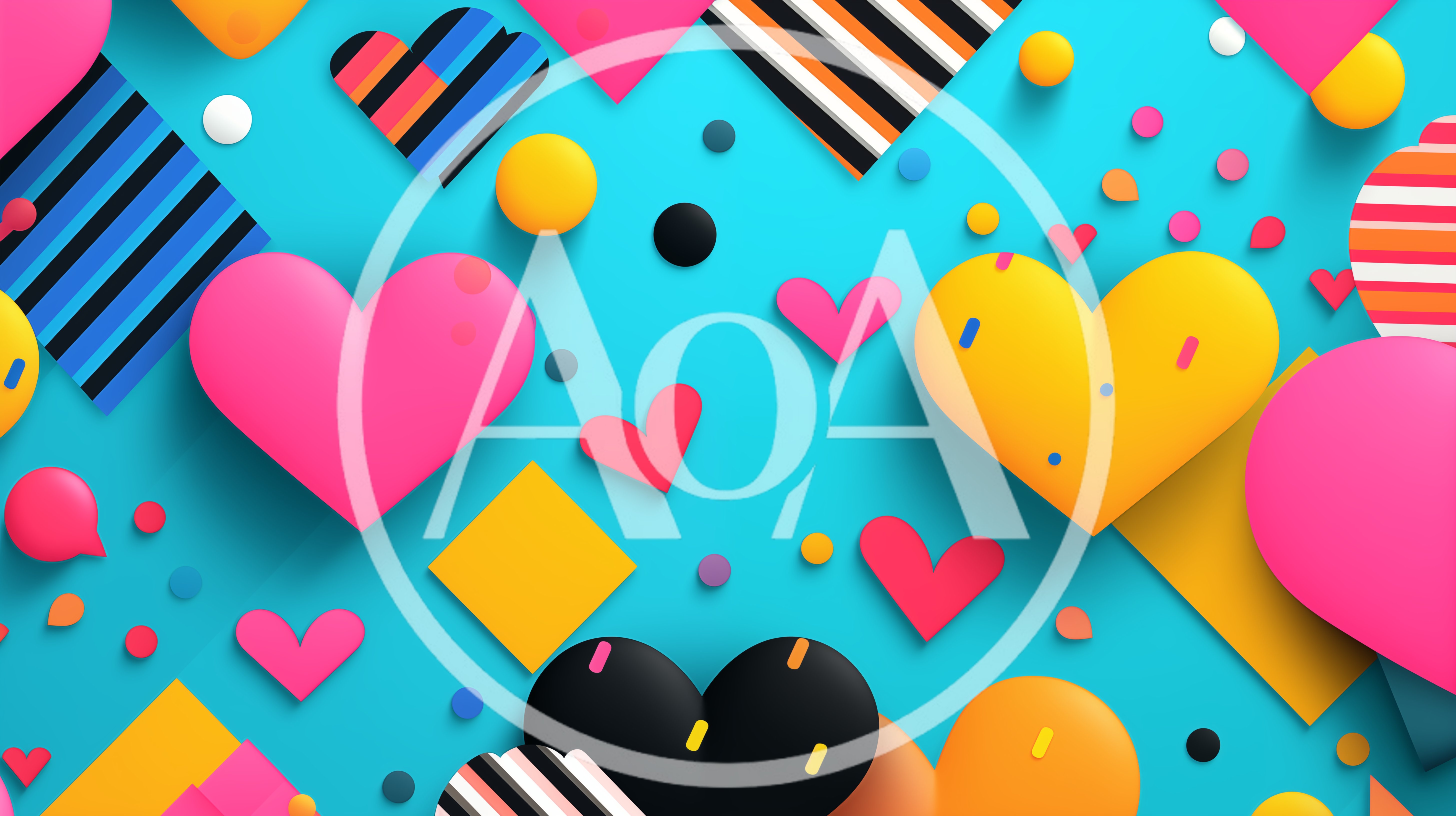 Abstract 3D Hearts and Geometric Shapes Background