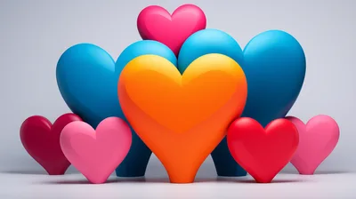 3D Rendered Colorful Hearts Composition