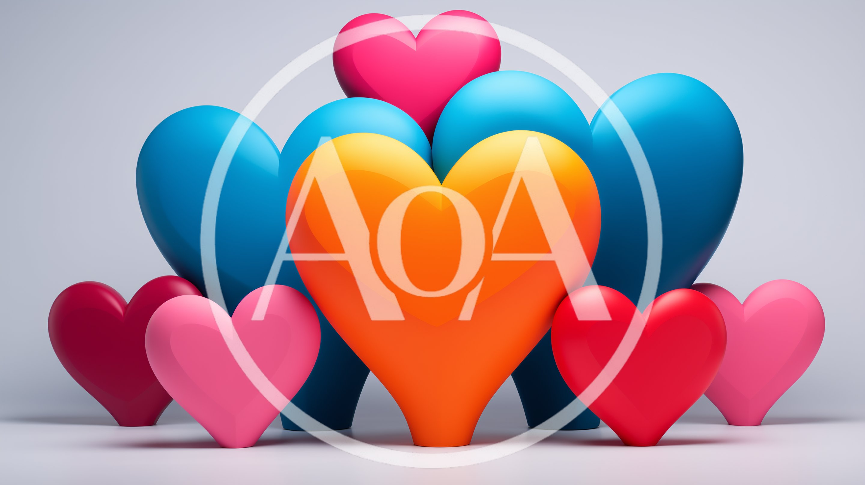 3D Rendered Colorful Hearts Composition
