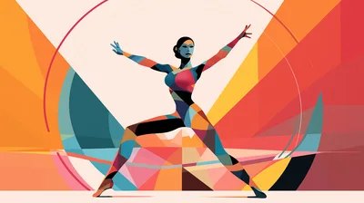Abstract Geometric Illustration Of A Woman Practicing Yoga
