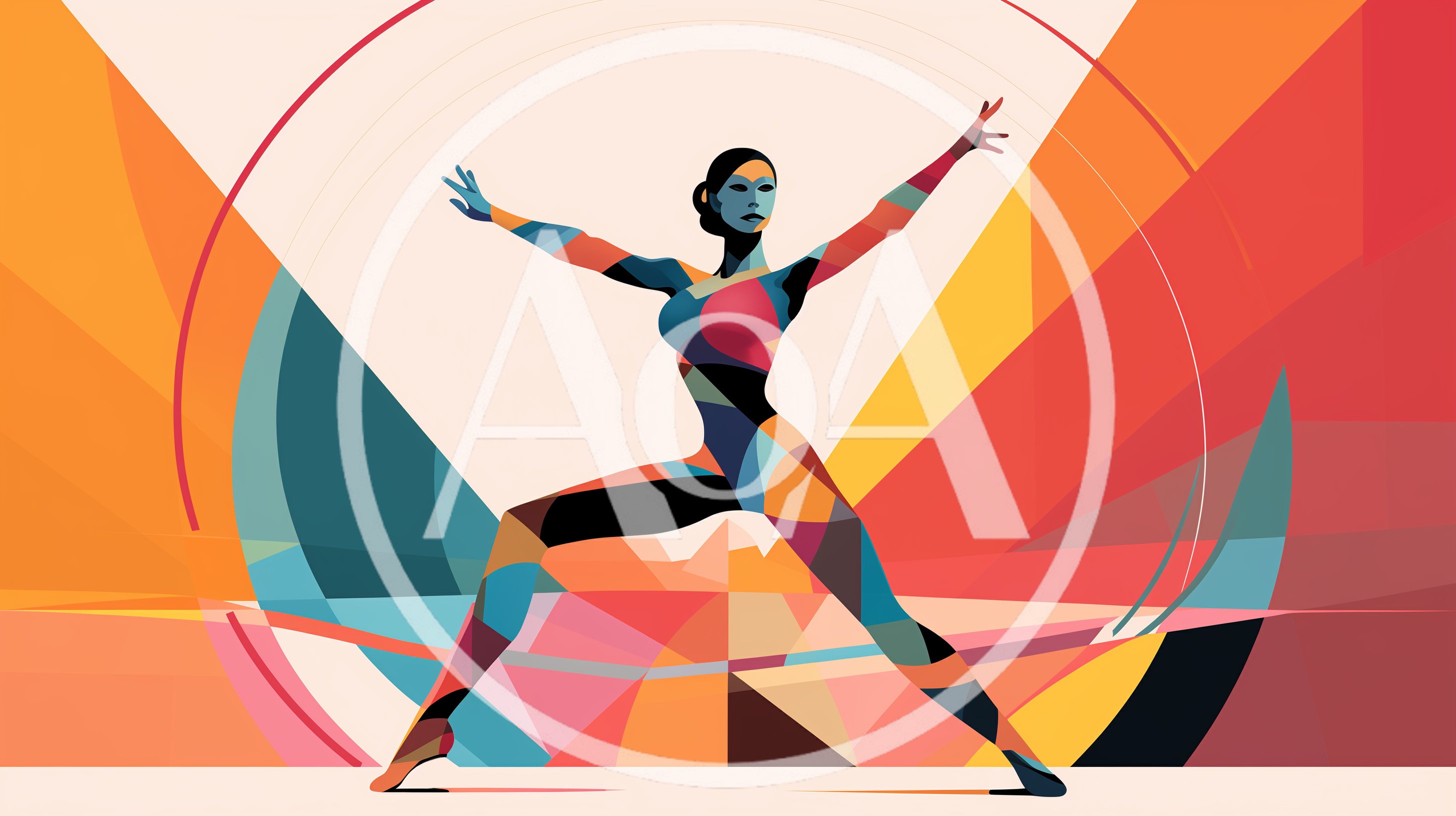 Abstract Geometric Illustration Of A Woman Practicing Yoga