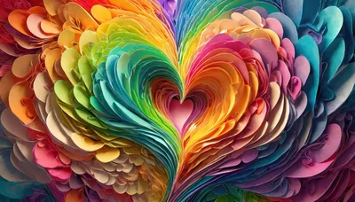 Abstract Rainbow Paper Heart Art Background