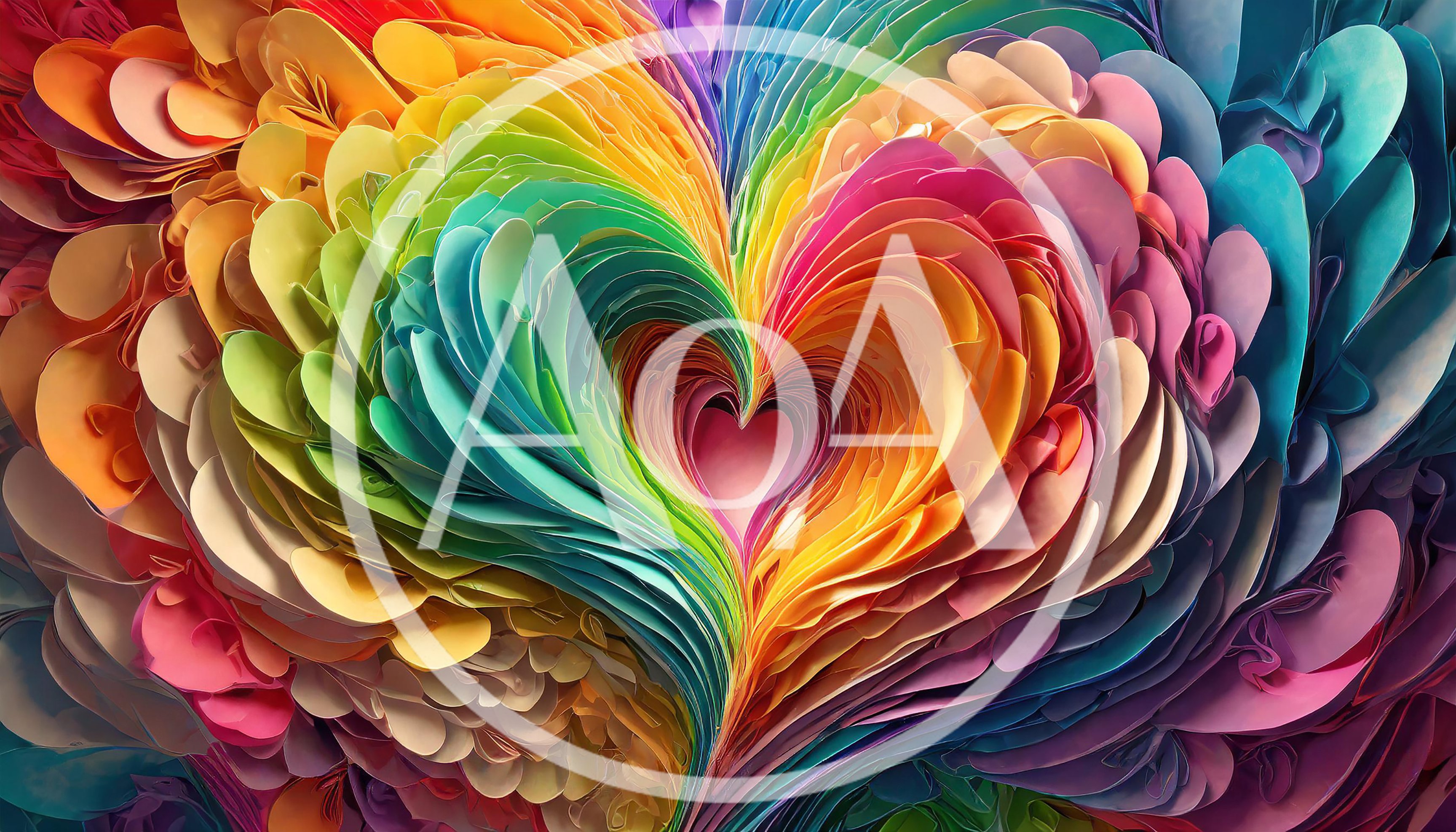 Abstract Rainbow Paper Heart Art Background