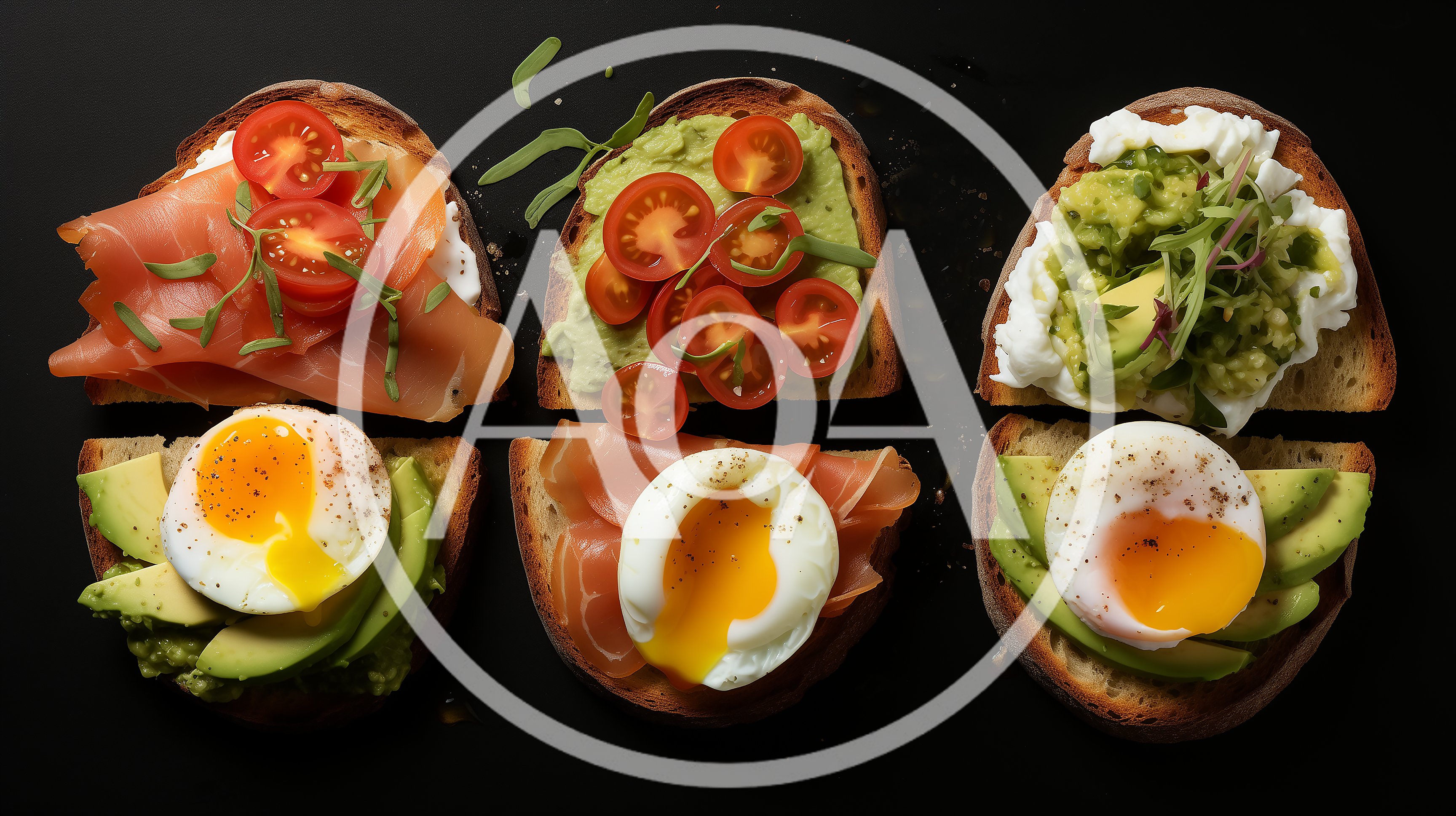 Gourmet Avocado Toast Assortment With Poached Eggs And Salmon