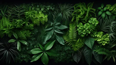 Lush Tropical Greenery Wall Background