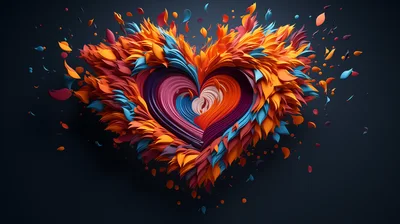 Abstract Heart Shape Made Of Colorful Paper Layers