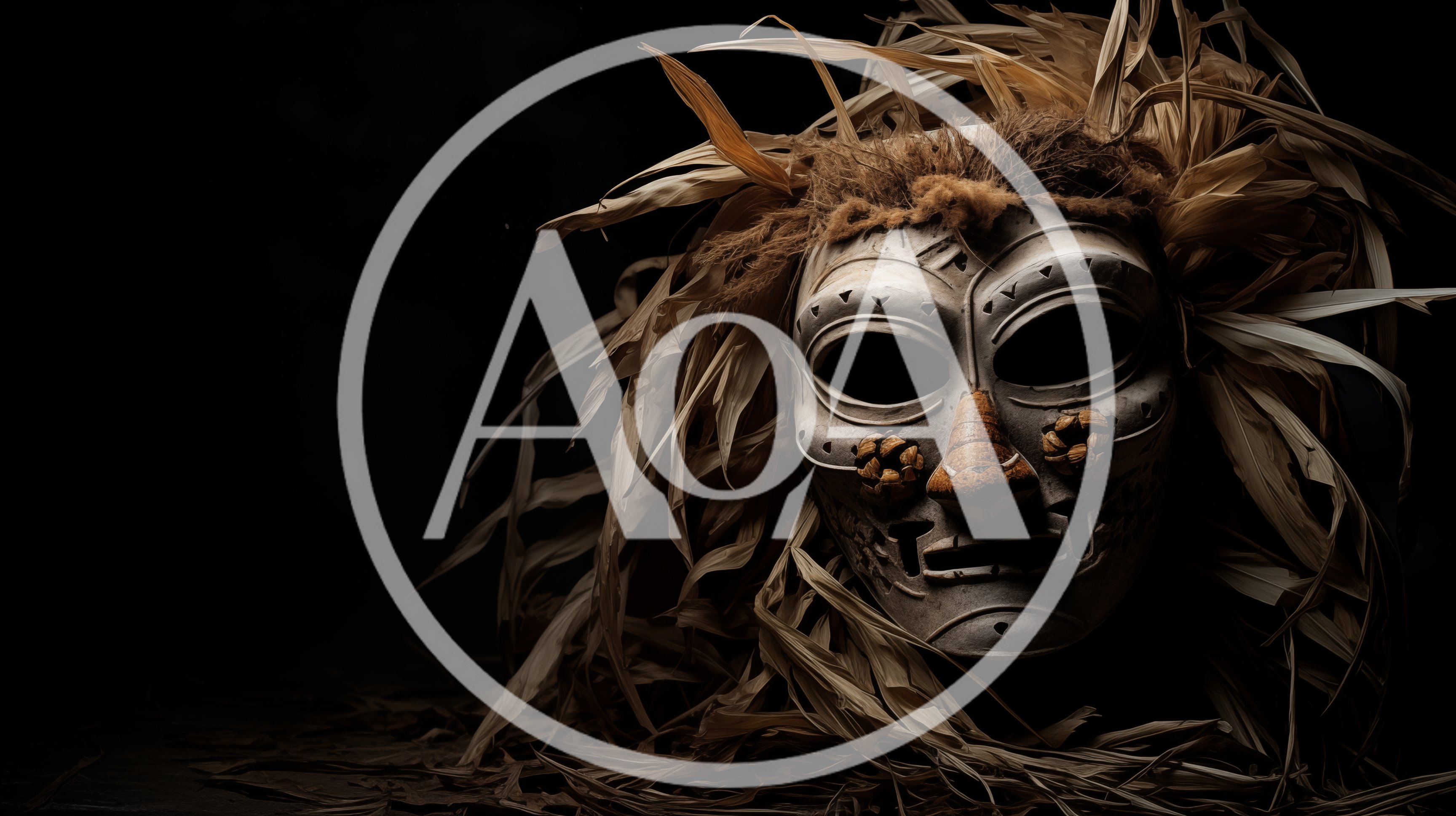 Tribal Ceremonial Mask With Dried Straw Headdress