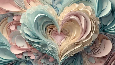 Abstract Paper Art Heart Sculpture Background