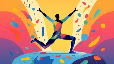 Abstract Colorful Silhouette Of A Person Exercising