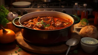 Hearty Beef Stew In A Dutch Oven
