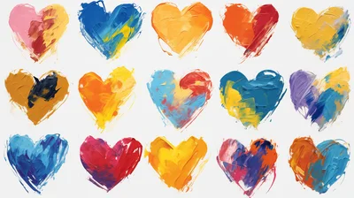 Collection of Abstract Painted Heart Illustrations