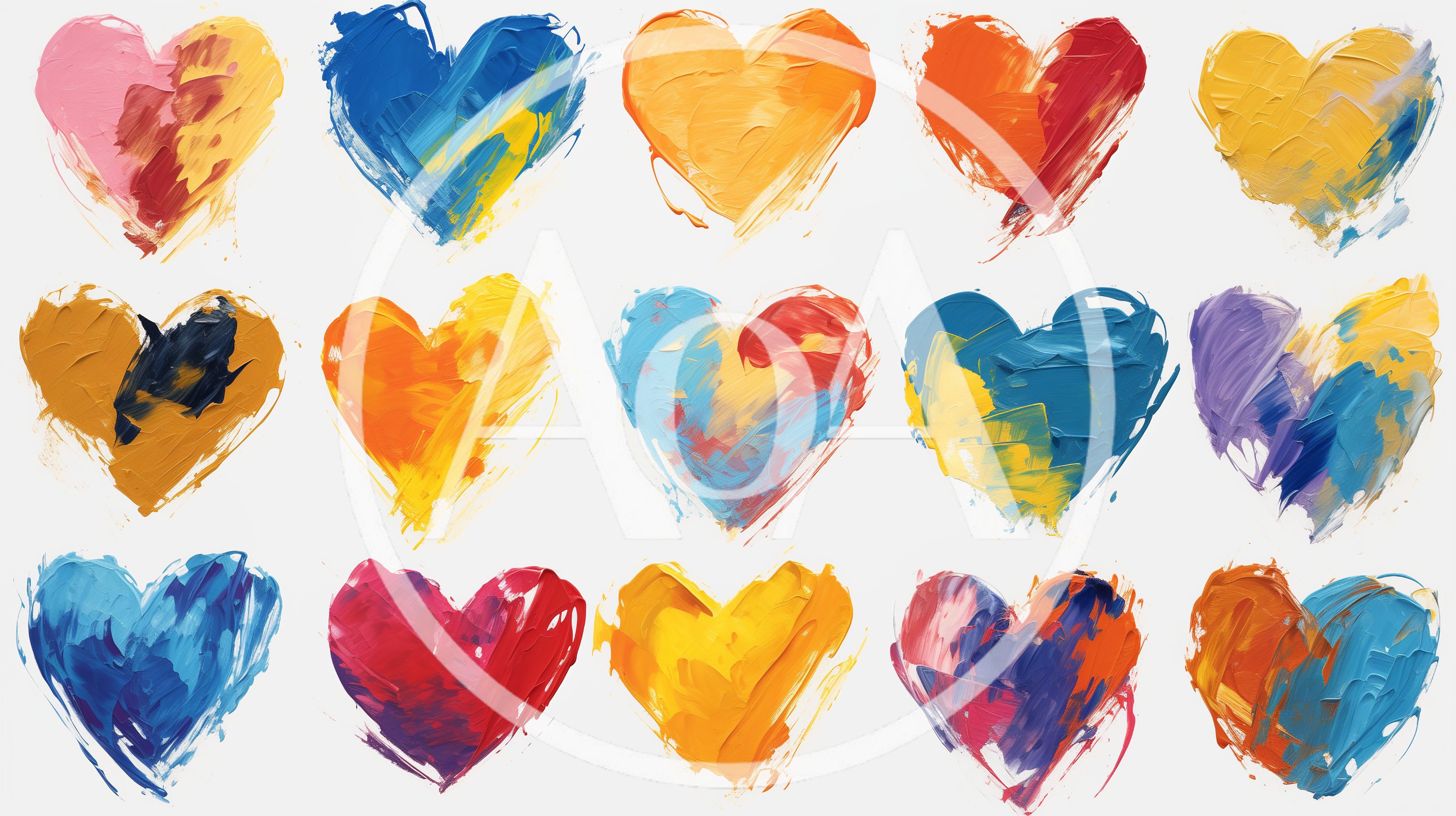 Collection of Abstract Painted Heart Illustrations