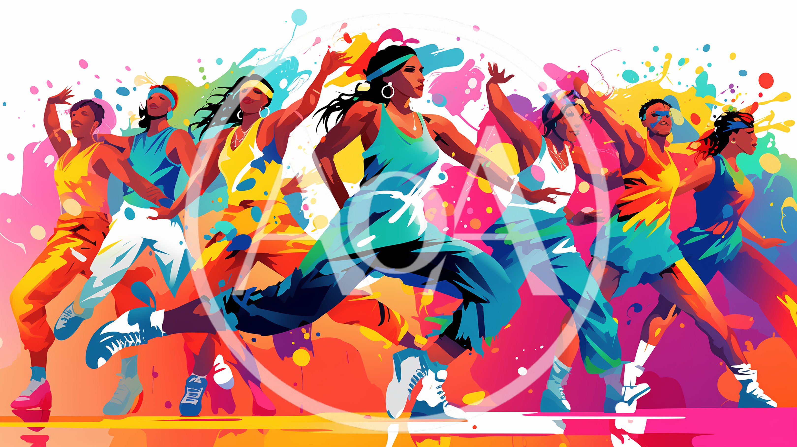 Group Of Dancers Performing Energetic Aerobic Exercise