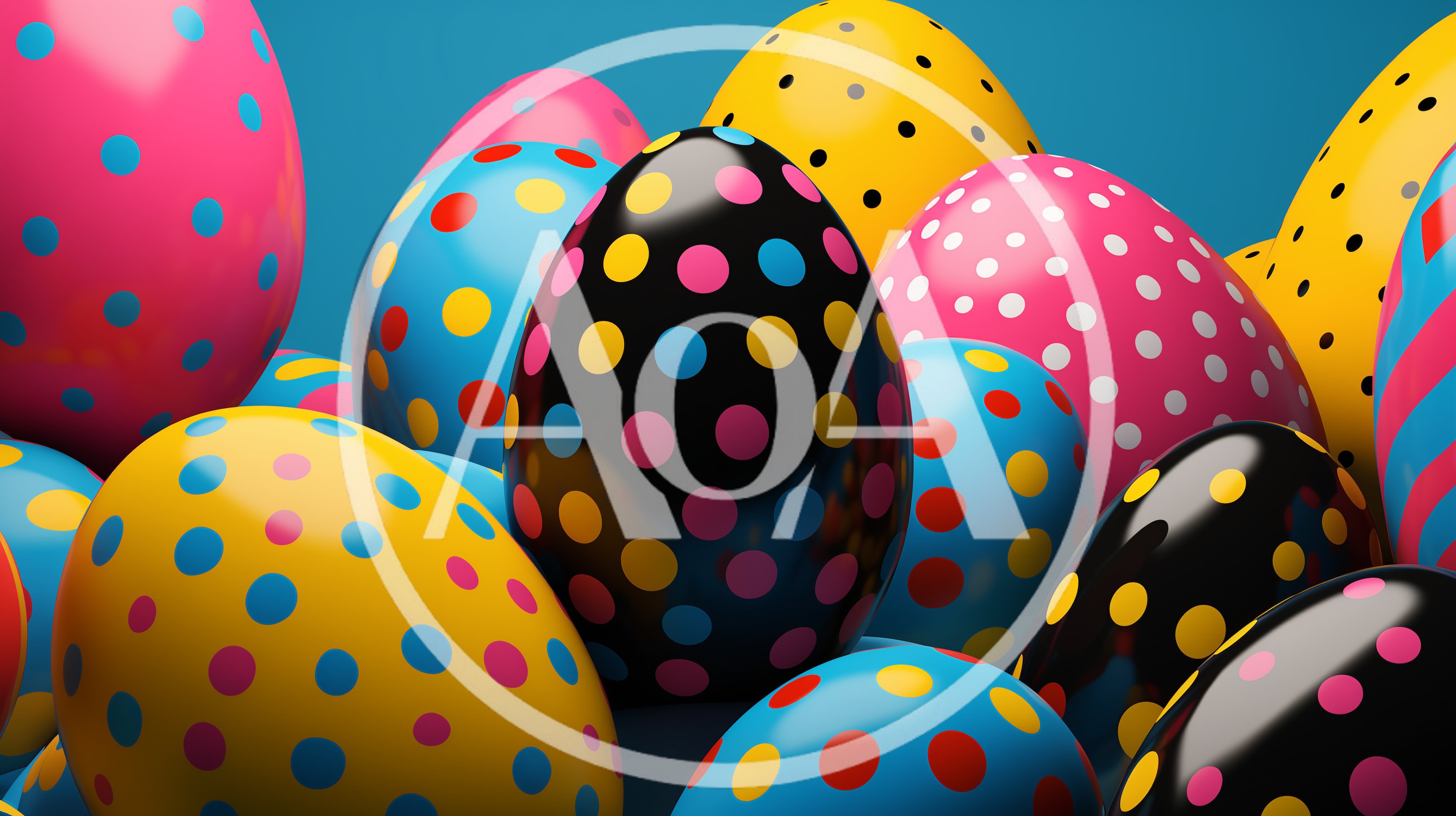 Colorful Polka Dot Easter Eggs On Blue Background